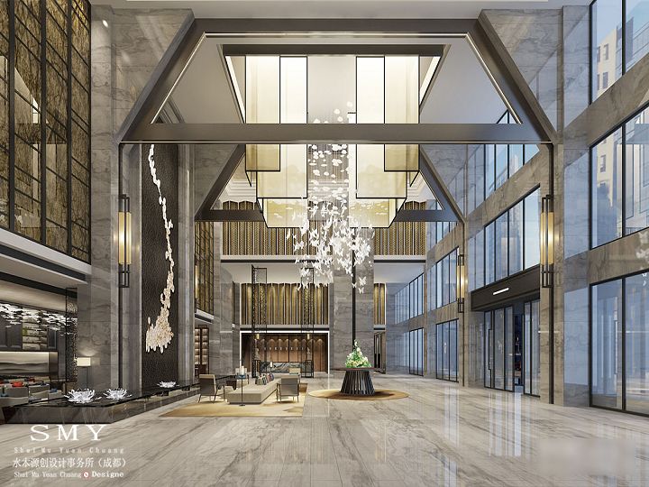 樂山酒店設(shè)計(jì)大堂背景墻設(shè)計(jì)-水木源創(chuàng)設(shè)計(jì)（SMY）